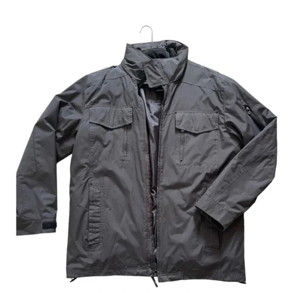 London Fog Mens Large Gray Insulated Field Jacket Utility Outdoor Coat Workwear